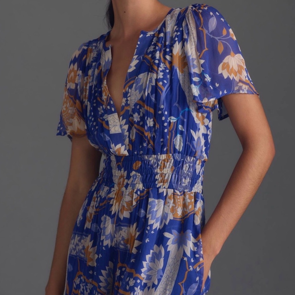 Anthropologie Somerset Floral Chiffon Jumpsuit